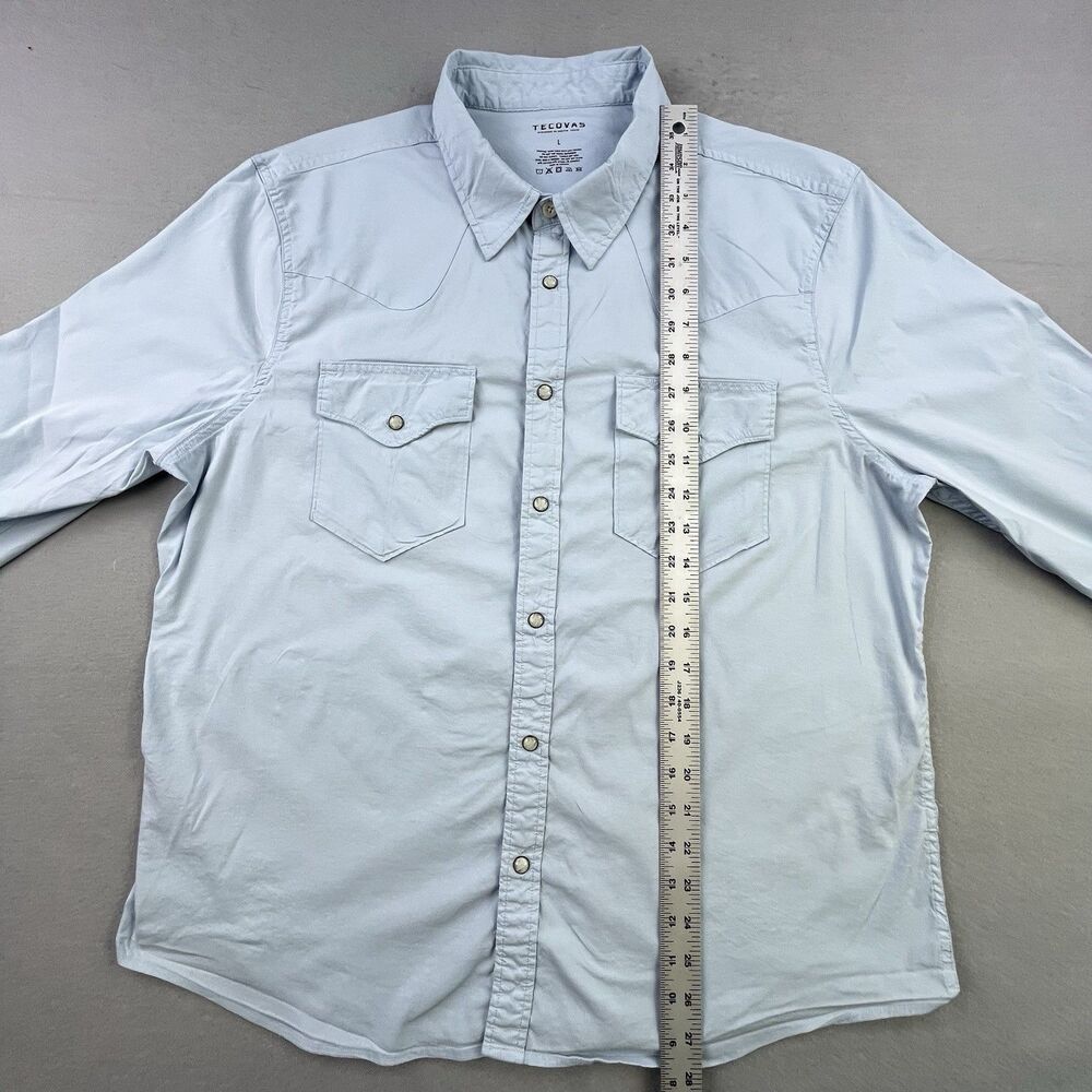 Tecovas Performance Shirt Men’s L Blue Western Pearl Snap Long Sleeve Modern - Picture 9 of 10